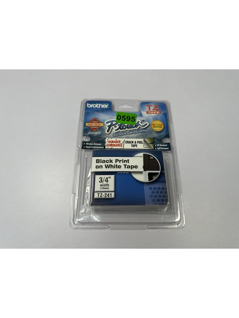 Brother P-Touch TZ-241 Label Tape 3/4" (18mm) Black on White New Sealed Genuine